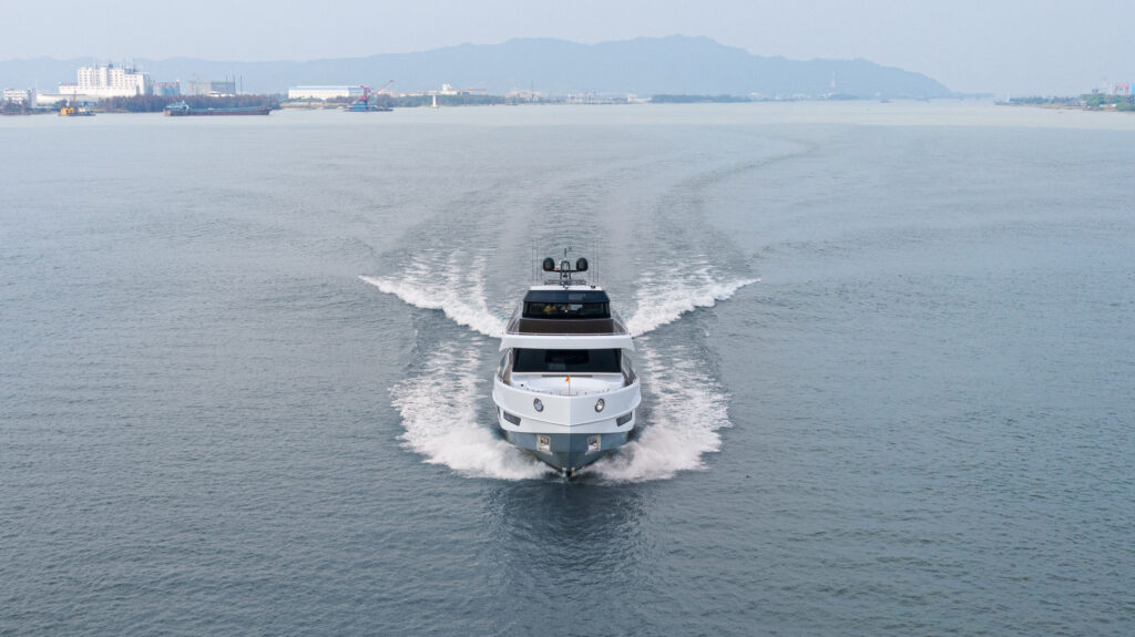 CL Yachts CLX96 cruising forwards wide angle
