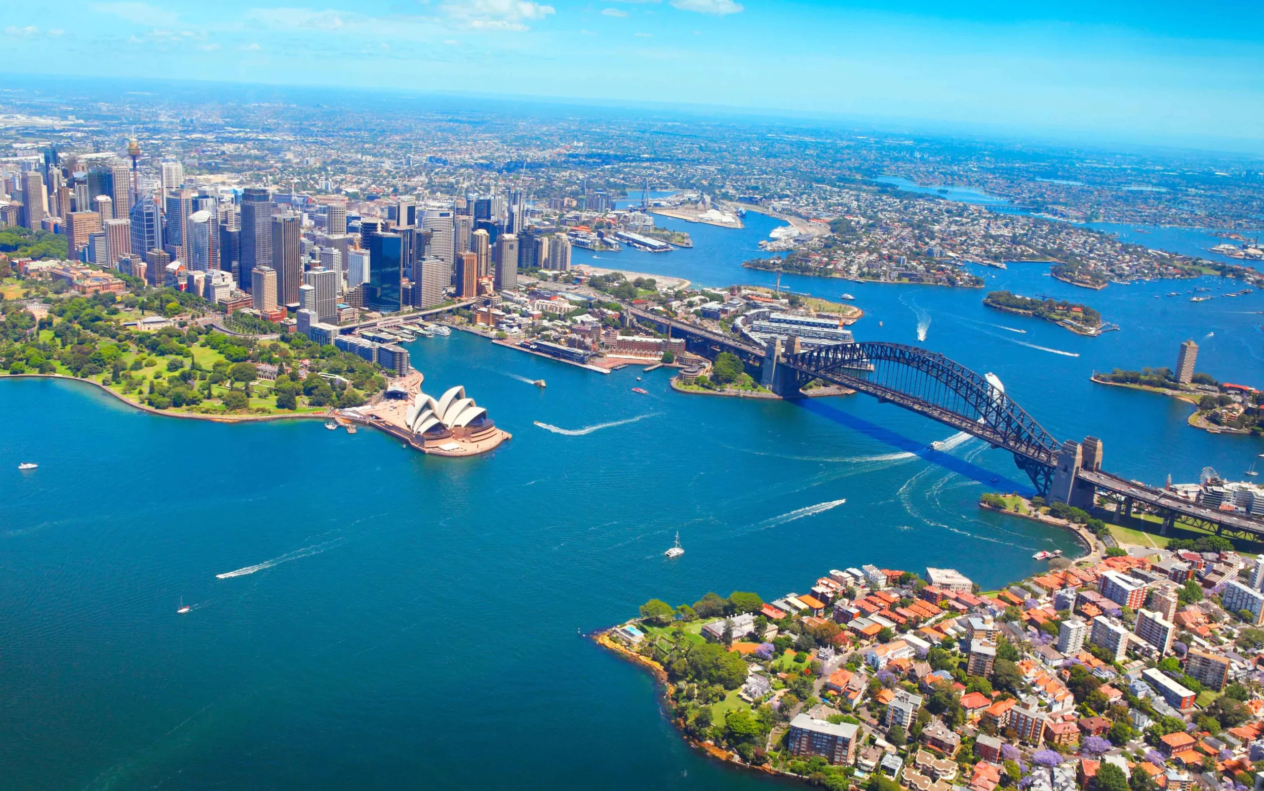 Aerial shot of Sydney Harbour