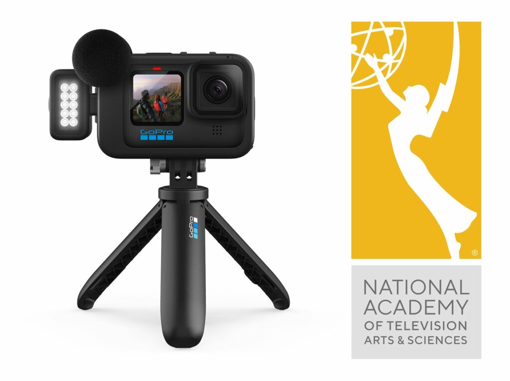 Product shot for GoPro camera with Emmy Award logo