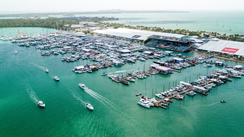 Aerial shot of Miami International Boat Show