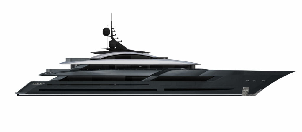 Project Arrow from Turquoise Yachts side profile drawing