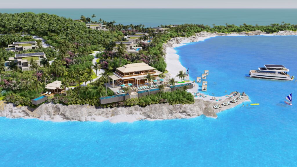 Rendering of the resort on the island.